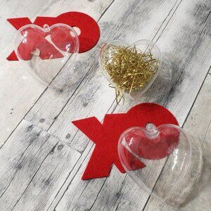 Set of 3 Clear Plastic Fillable Heart Containers - 4"